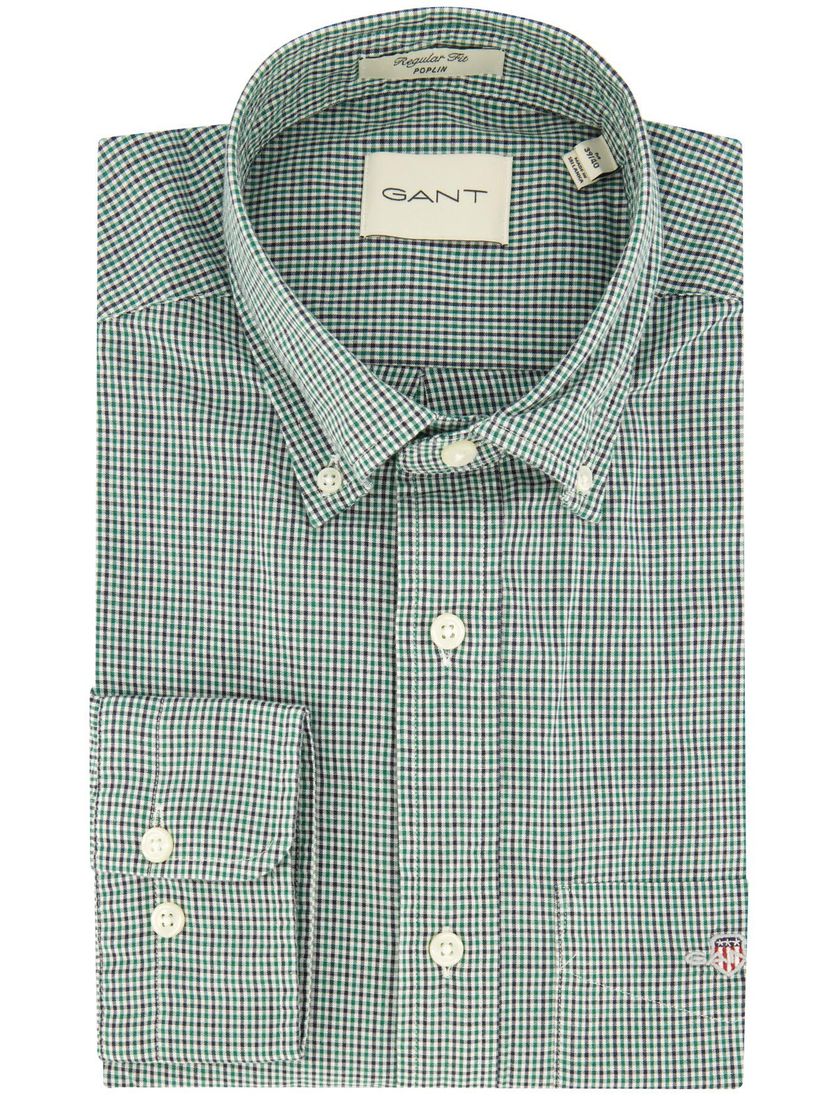 Katoenen Gant overhemd groen geruit Normale Fit