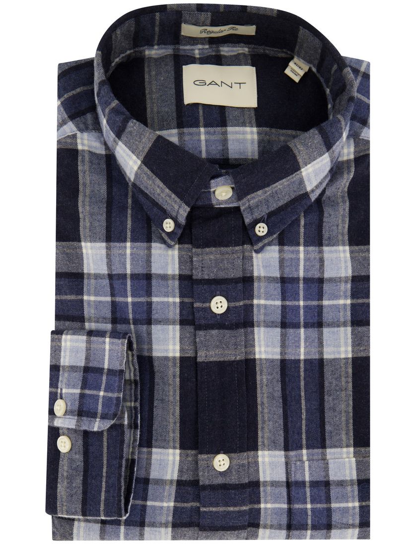 casual overhemd Gant Regular Fit donkerblauw geruit flanel