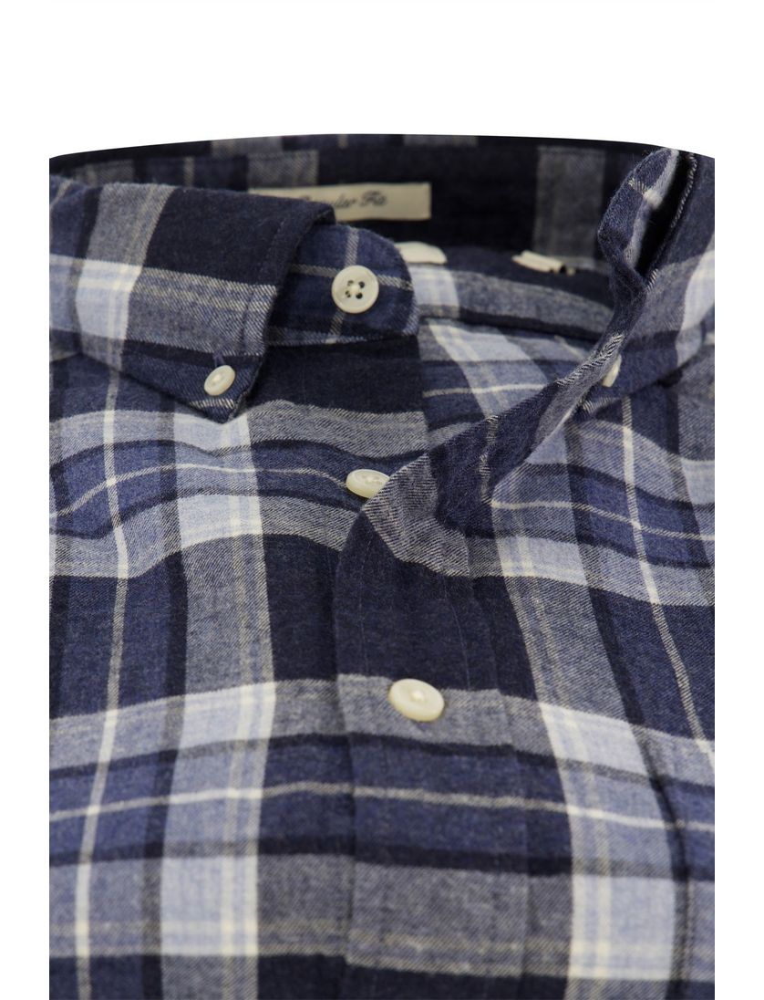 casual overhemd Gant Regular Fit donkerblauw geruit flanel
