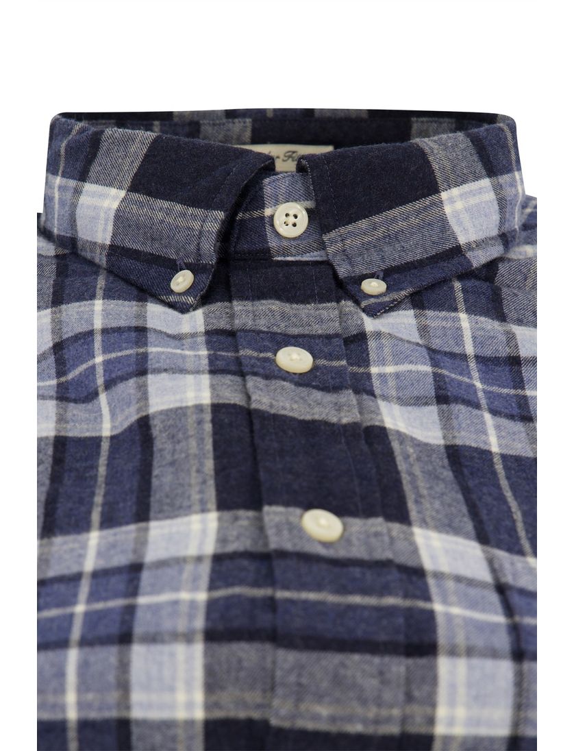 casual overhemd Gant Regular Fit donkerblauw geruit flanel