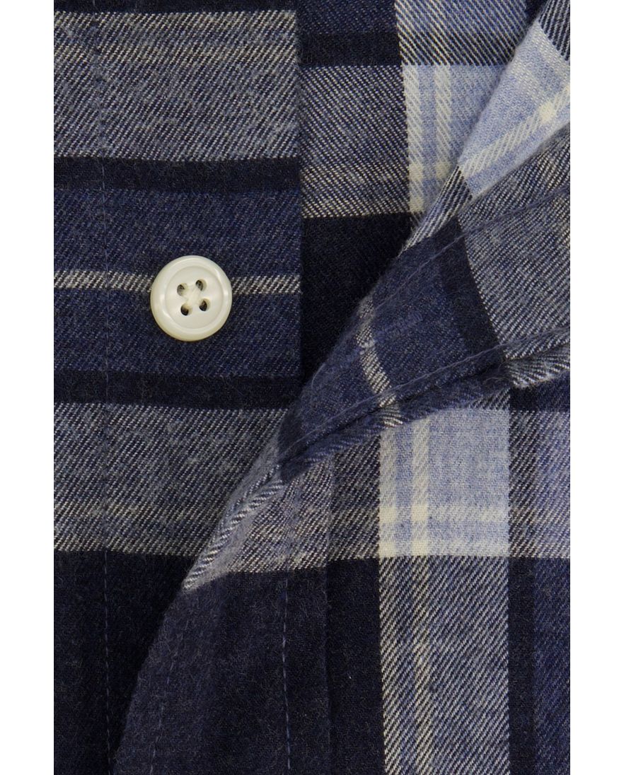 Gant Regular Fit casual overhemd donkerblauw geruit flanel