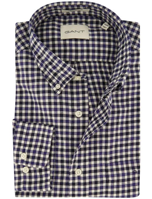 Gant overhemd blauw geruit button-down
