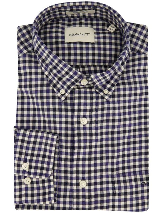 Gant overhemd blauw geruit button-down