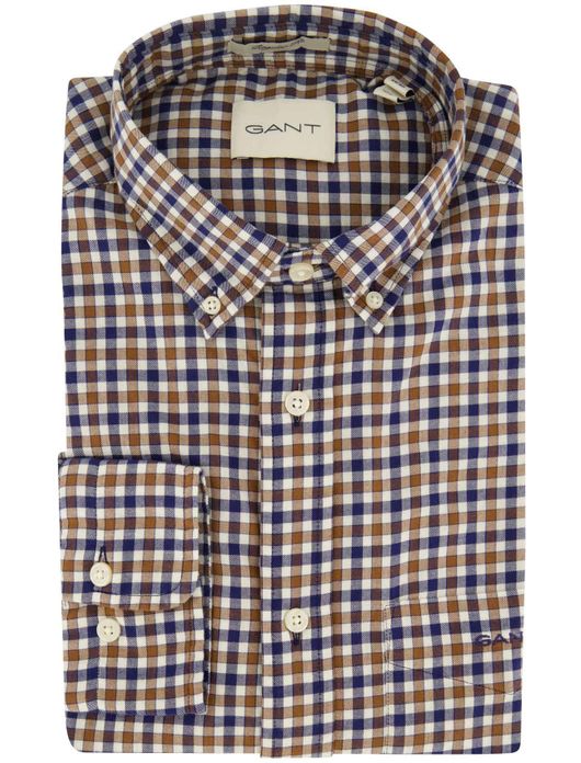 Gant overhemd bruin geruit button-down
