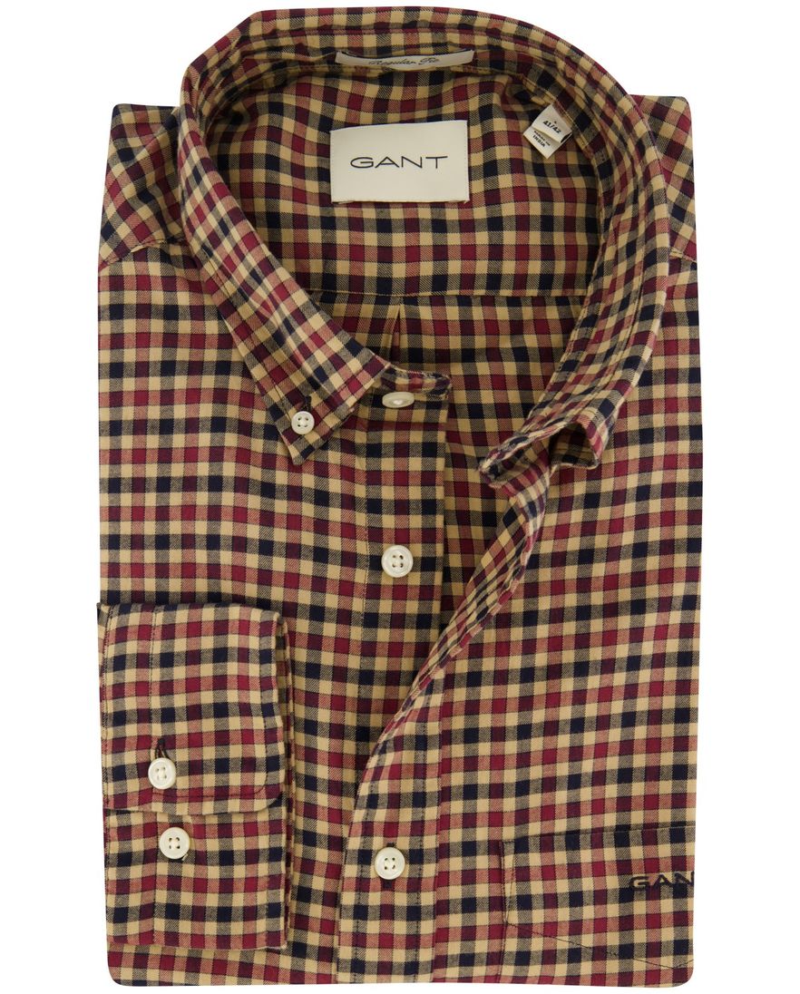 Gant overhemd bruin/rood geruit button-down