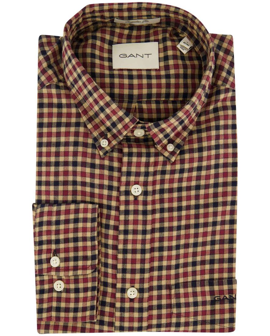 Gant overhemd bruin/rood geruit button-down