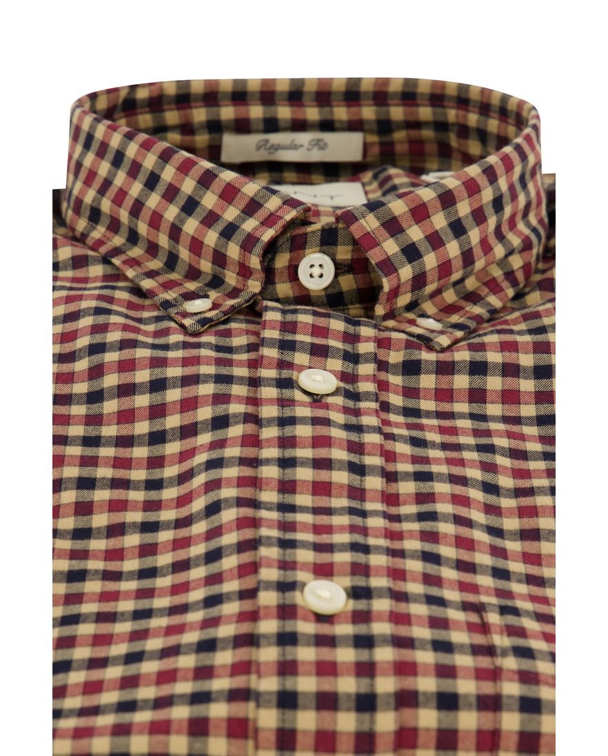 Gant overhemd bruin/rood geruit button-down