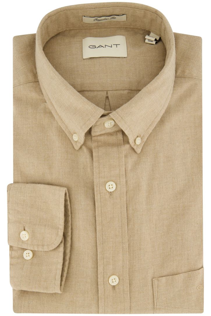 casual overhemd Gant Regular Fit beige flanel