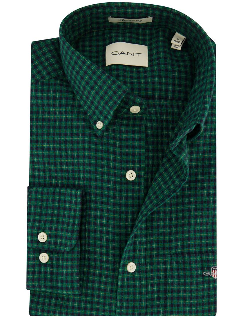 casual overhemd Gant Regular Fit groen en blauw geruit