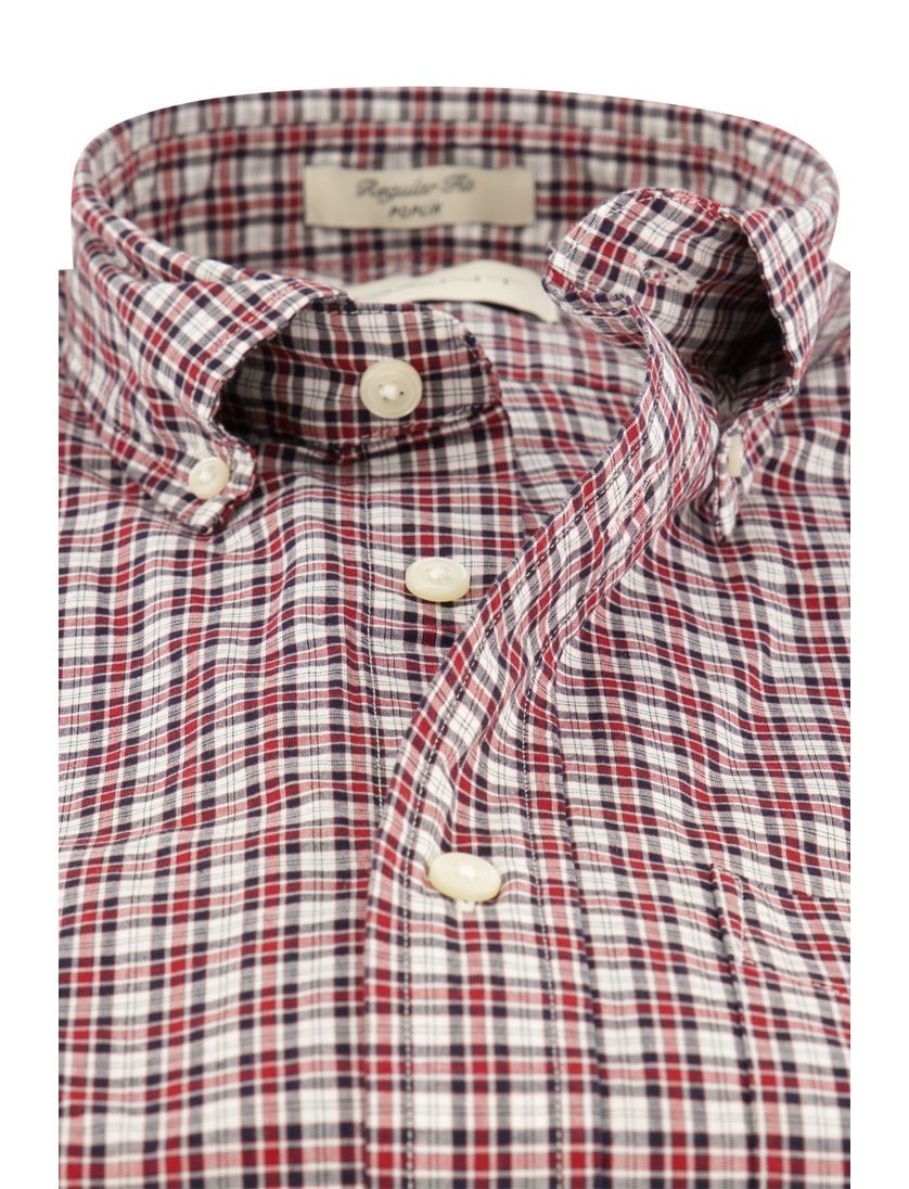 Gant casual overhemd rood geruit katoen Regular Fit borstzak
