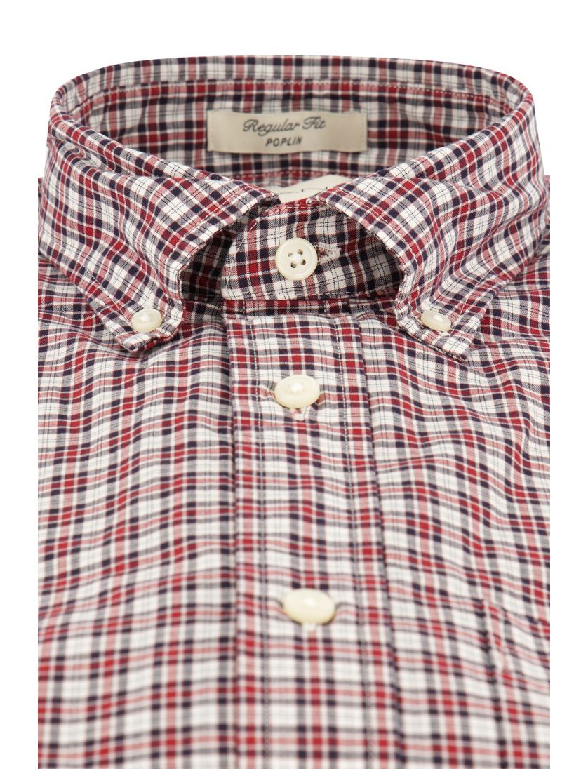 Gant casual overhemd rood geruit katoen Regular Fit borstzak