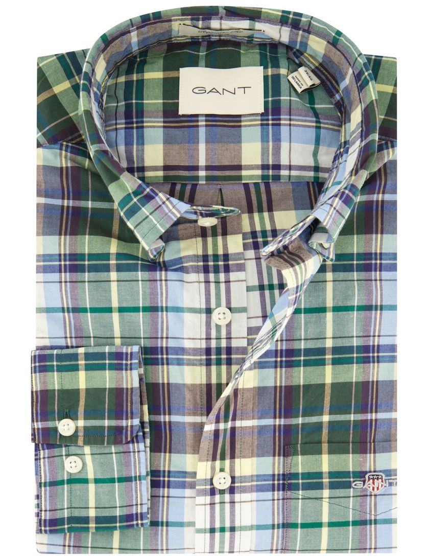 Gant overhemd groen geruit button down Regular Fit