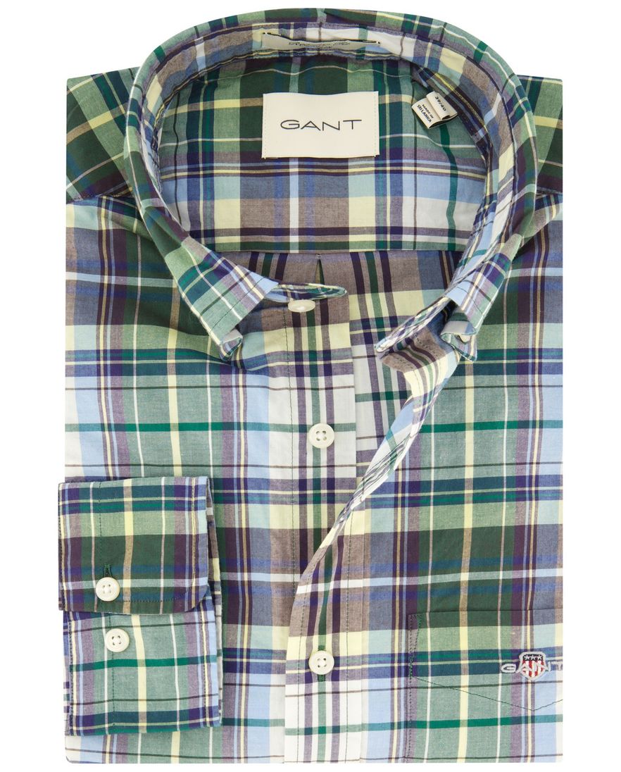 Gant overhemd groen geruit button down Regular Fit