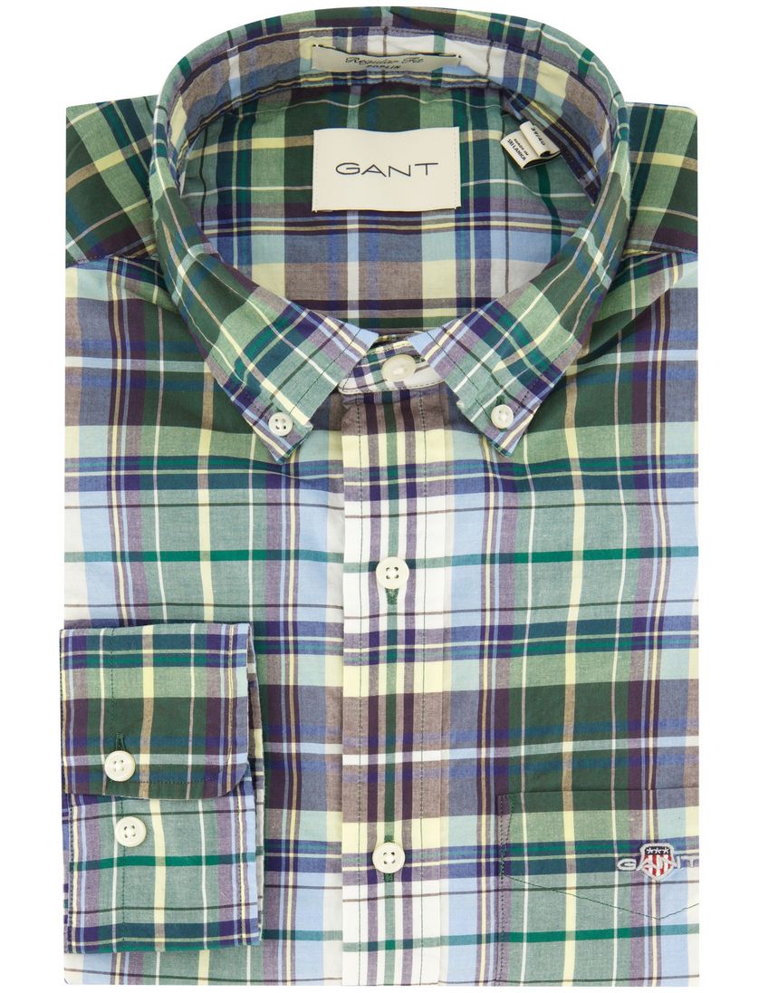Gant overhemd groen geruit button down Regular Fit