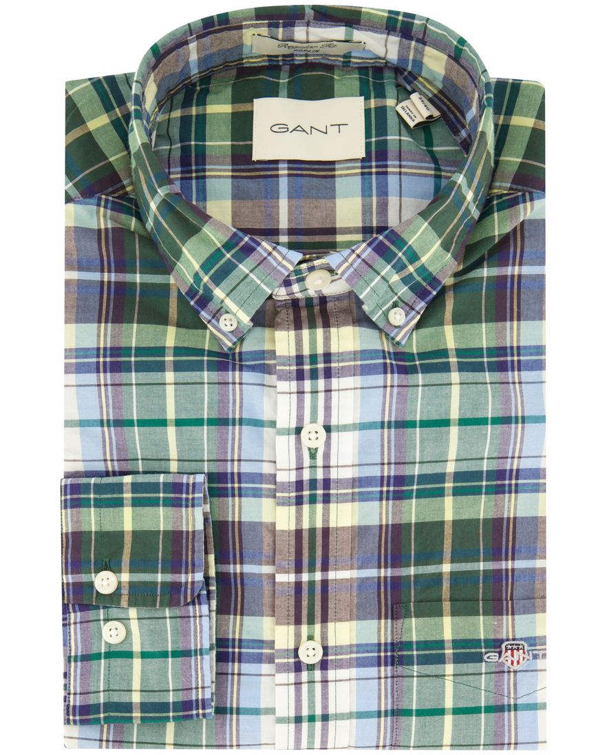 Gant overhemd groen geruit button down Regular Fit