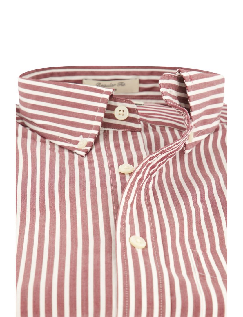Gant casual overhemd bordeaux gestreept katoen borstzak