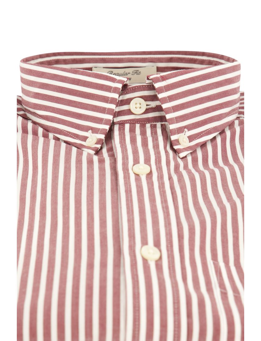 Gant casual overhemd bordeaux gestreept katoen borstzak