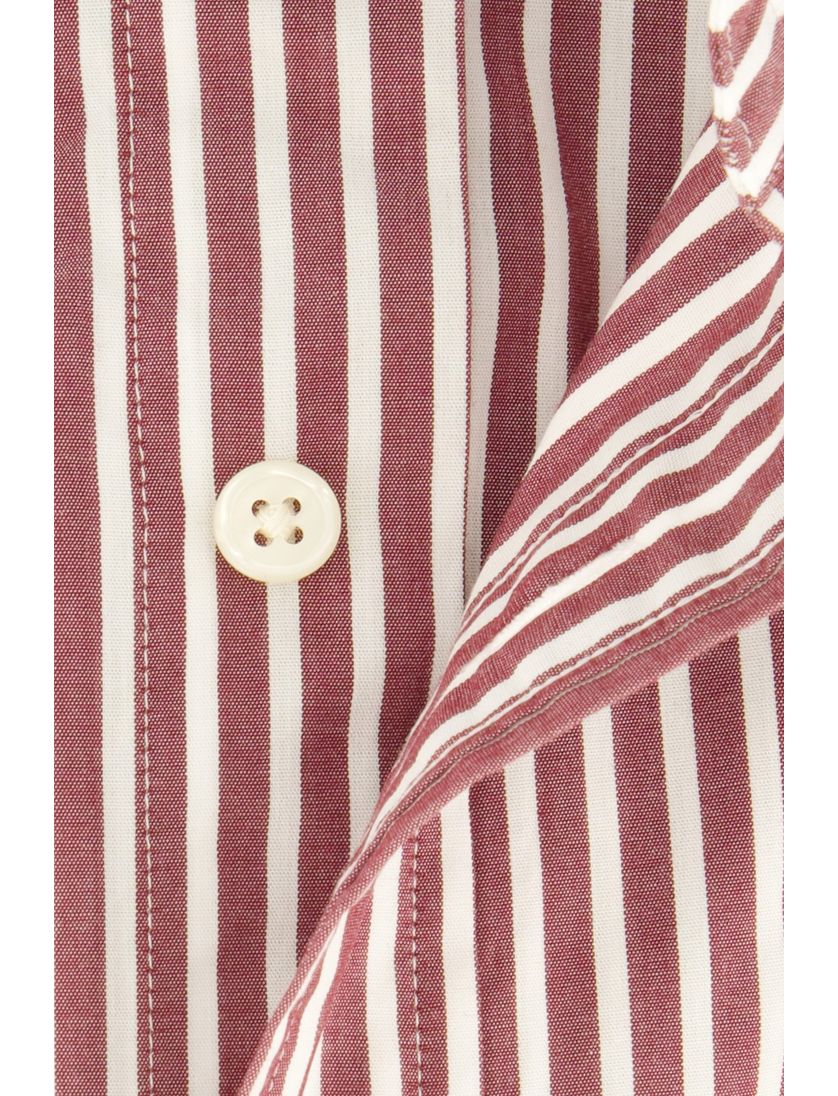 Gant casual overhemd bordeaux gestreept katoen borstzak