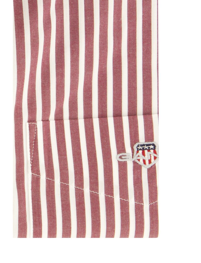 Gant casual overhemd bordeaux gestreept katoen borstzak