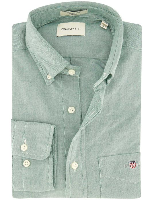 casual overhemd Gant groen effen katoen normale fit