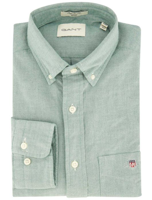 casual overhemd Gant groen effen katoen normale fit