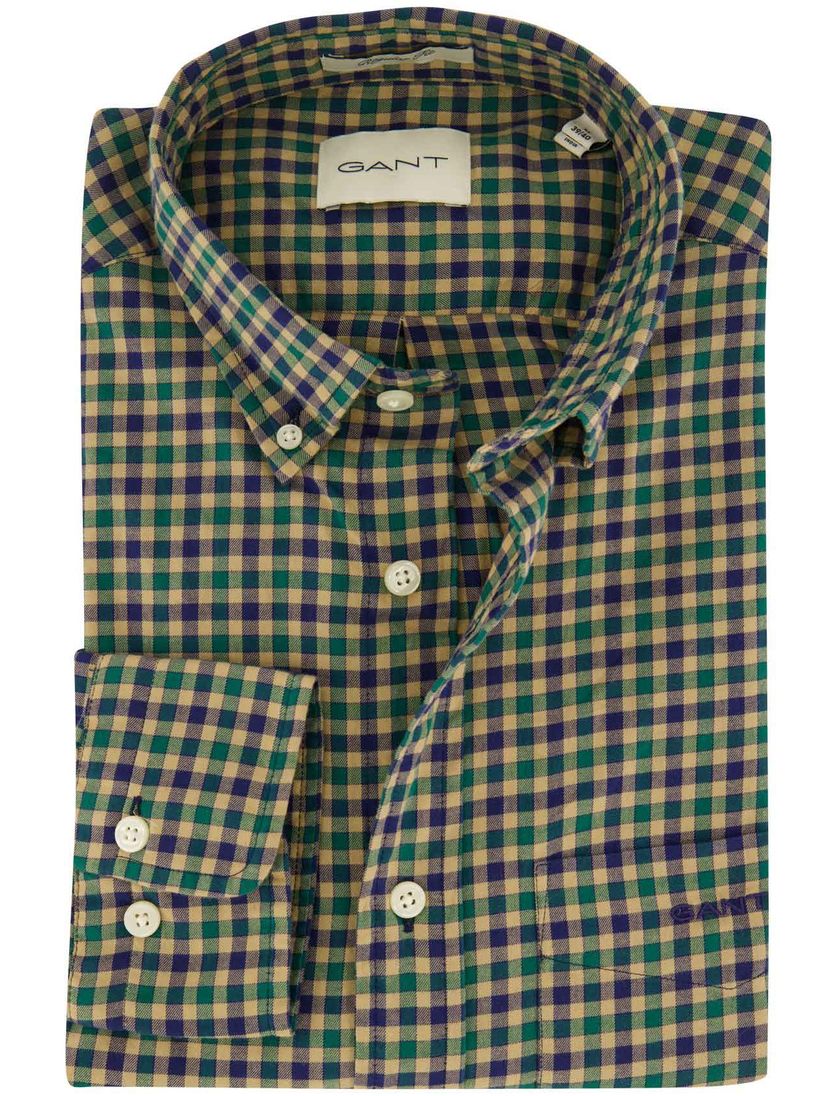 Gant overhemd flanel geruit groen button-down