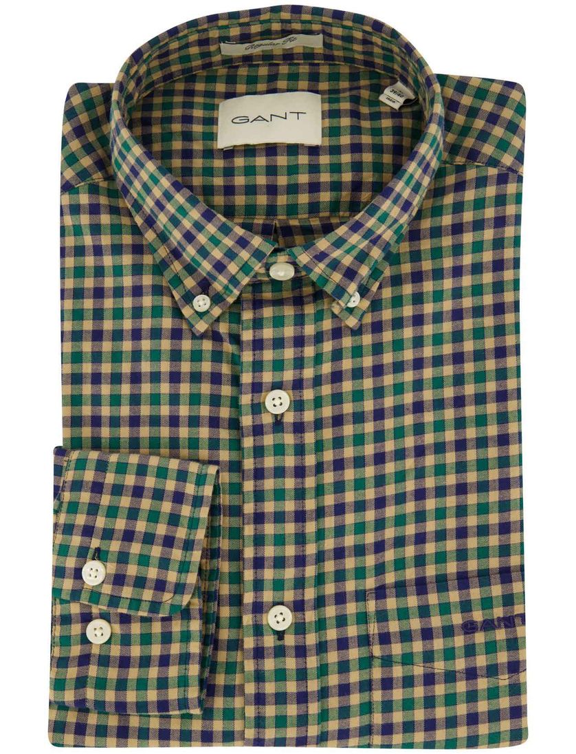Gant overhemd flanel geruit groen button-down