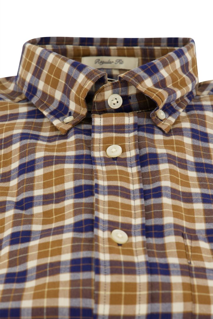 Gant overhemd camel bruin geruit button-down