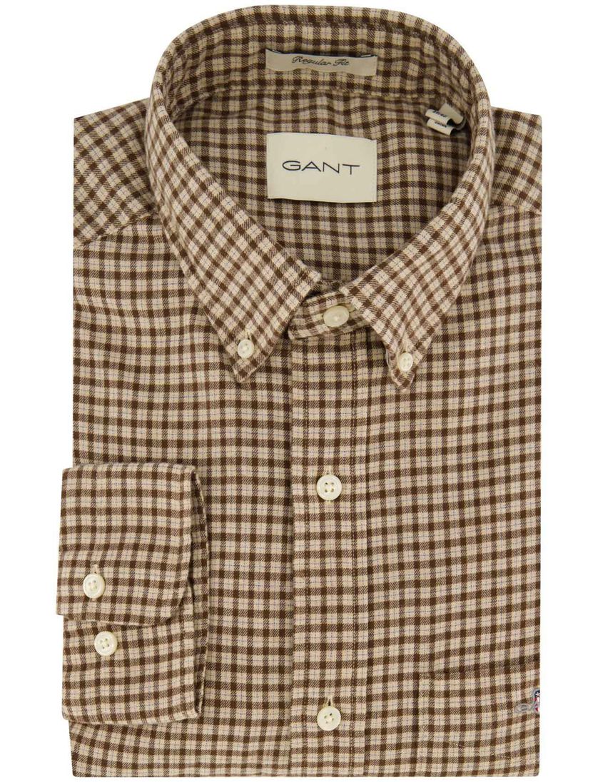 casual overhemd Gant Regular Fit bruin geruit flanel