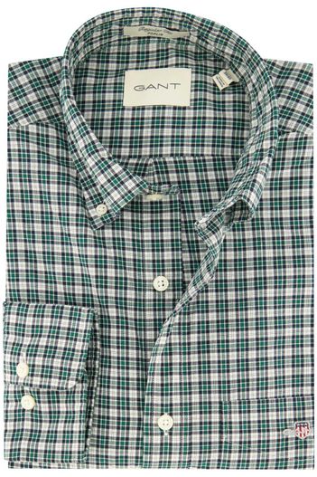 Gant casual overhemd Gant groen geruit katoen normale fit