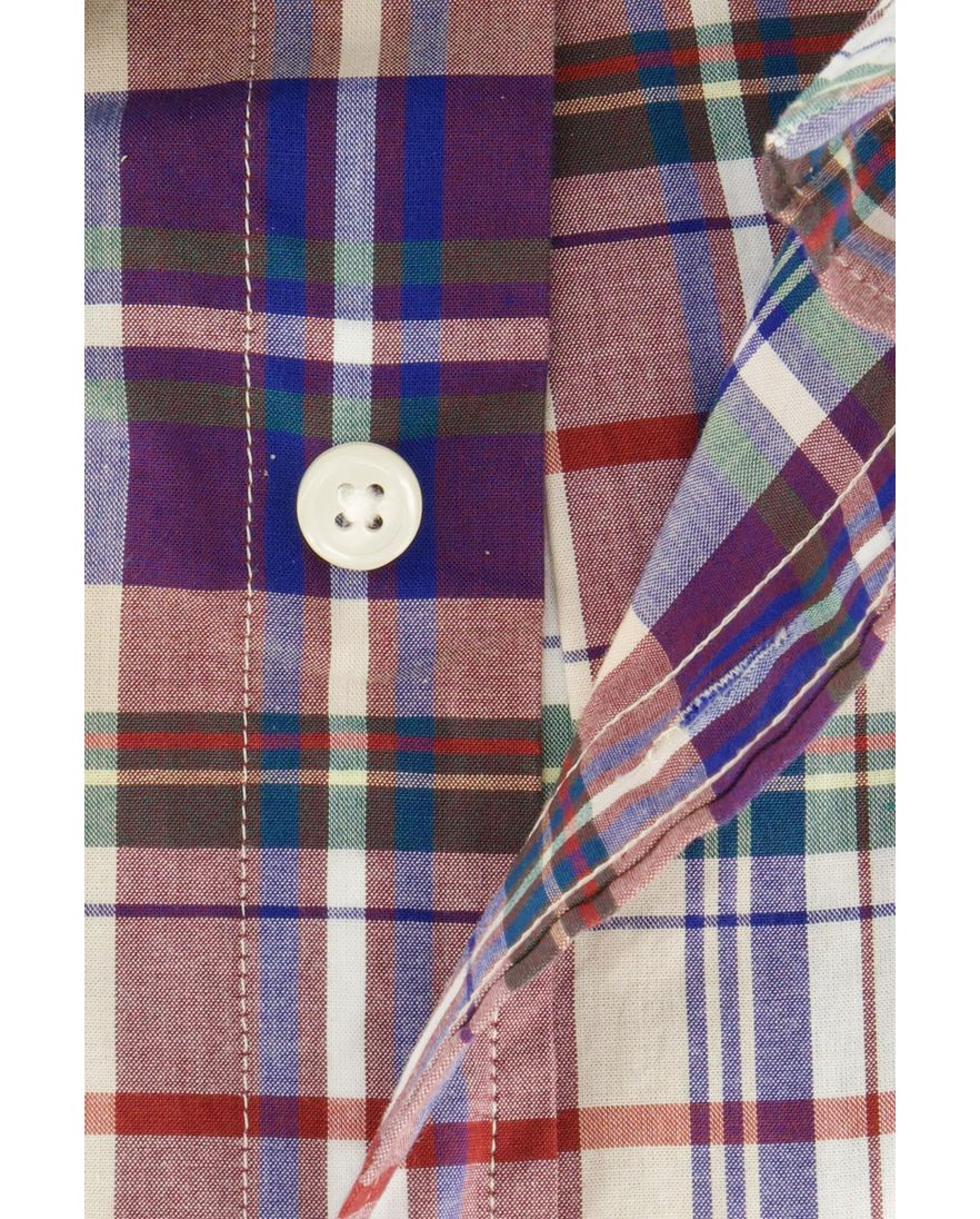 Gant overhemd normale fit blauw geruit met borstzak