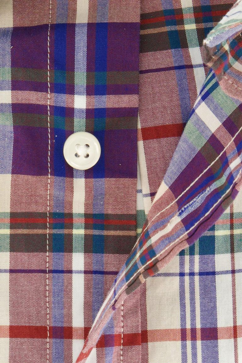 Gant overhemd normale fit blauw geruit met borstzak