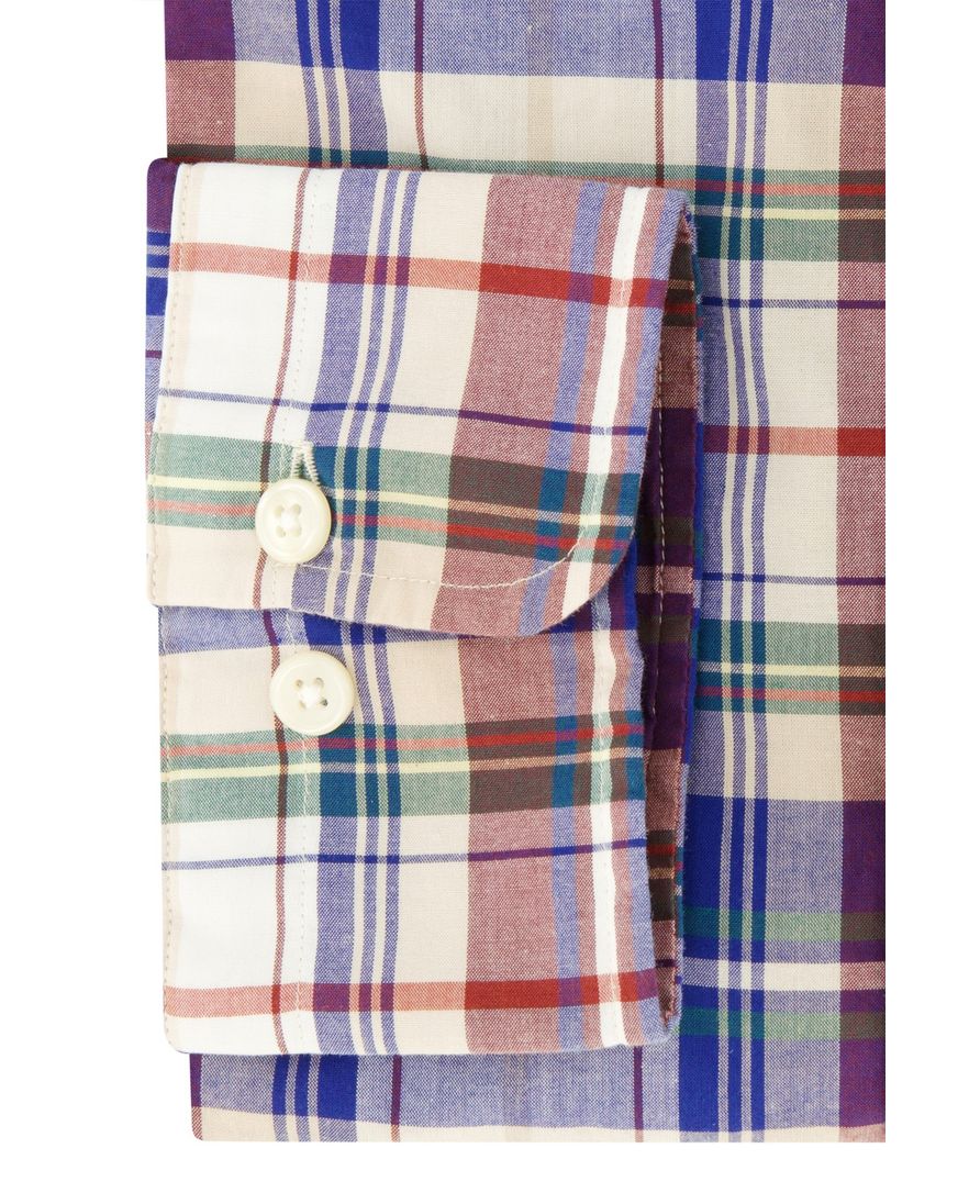 Gant overhemd normale fit blauw geruit met borstzak