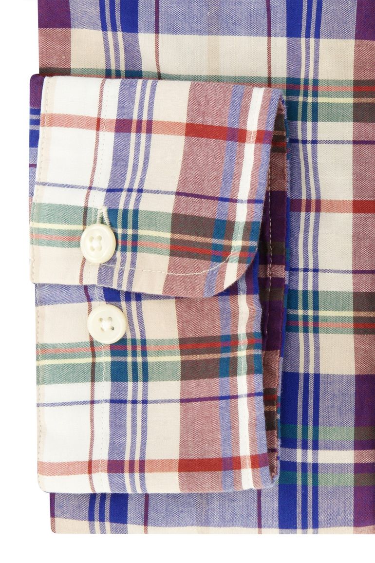 Gant overhemd normale fit blauw geruit met borstzak