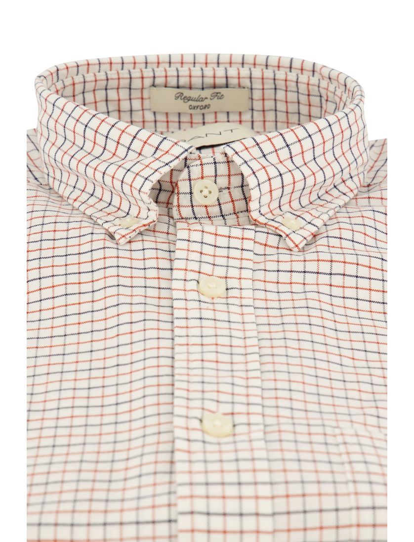 Gant overhemd wit/rood/blauw geruit button-down