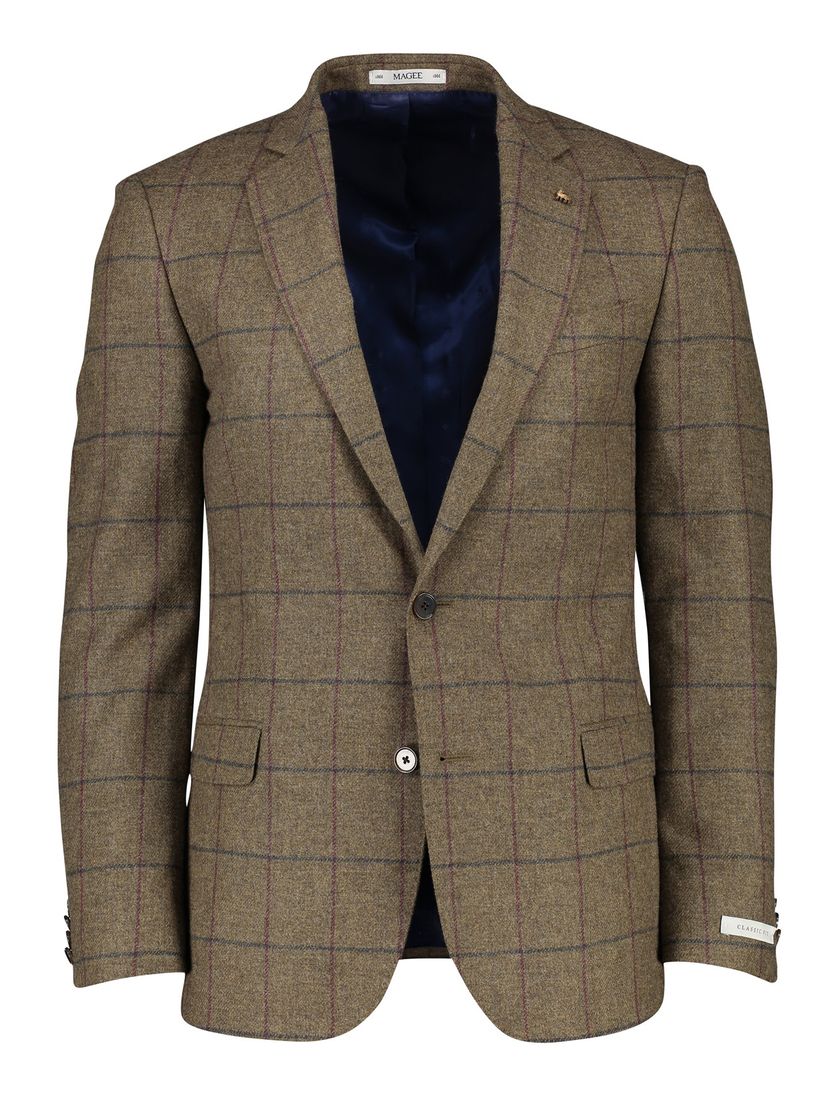 Magee colbert wijde fit bruin geruit