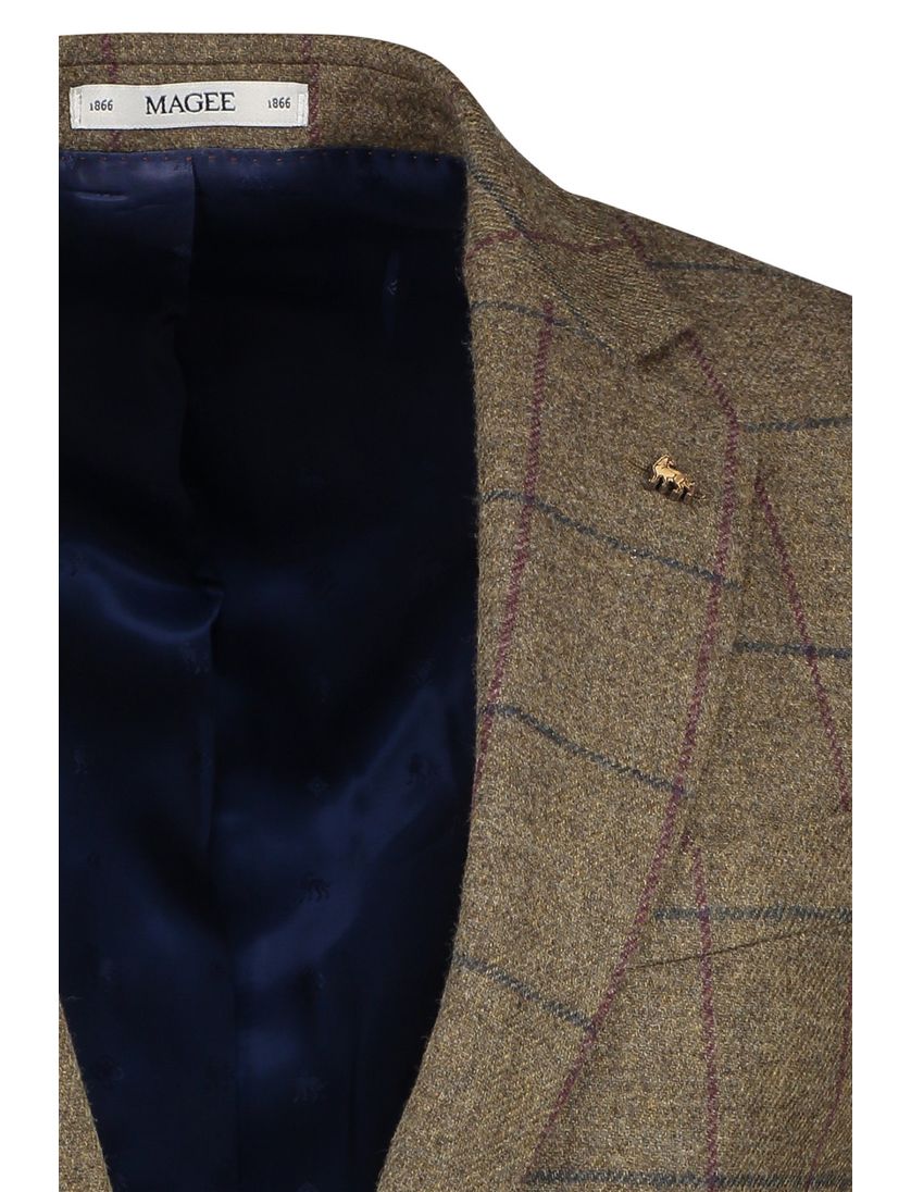 Magee colbert wijde fit bruin geruit