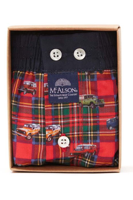 McAlson boxershort rood groen geruit auto's katoen