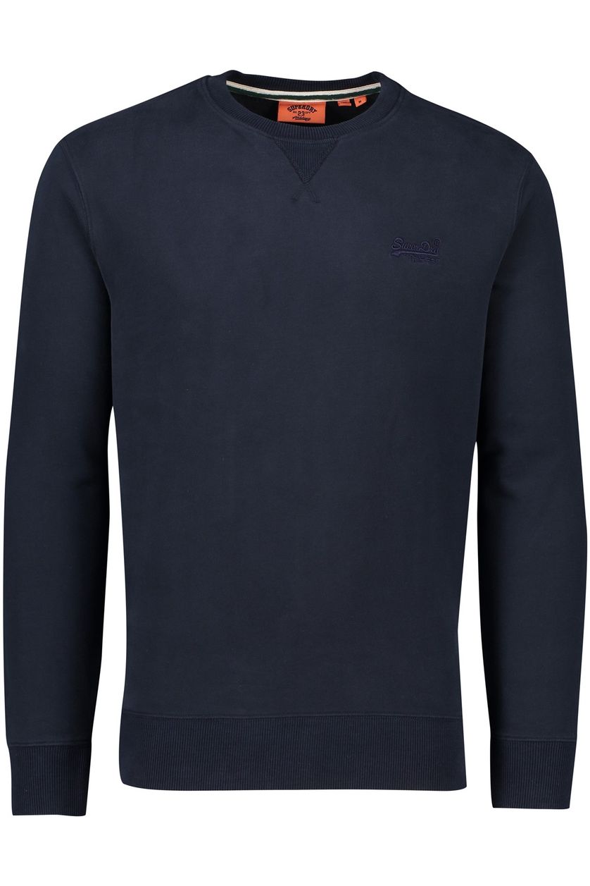 Superdry sweater donkerblauw effen slim fit