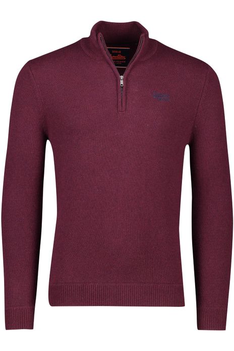 Superdry trui gemeleerd rood half zip slim fit
