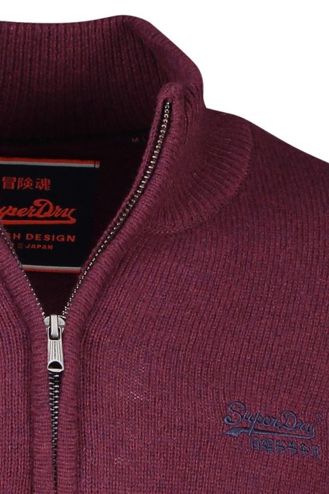 Superdry trui gemeleerd rood half zip slim fit