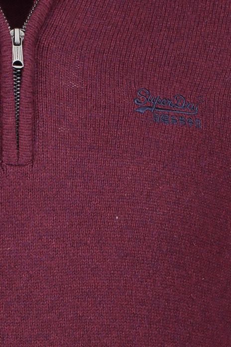 Superdry trui gemeleerd rood half zip slim fit