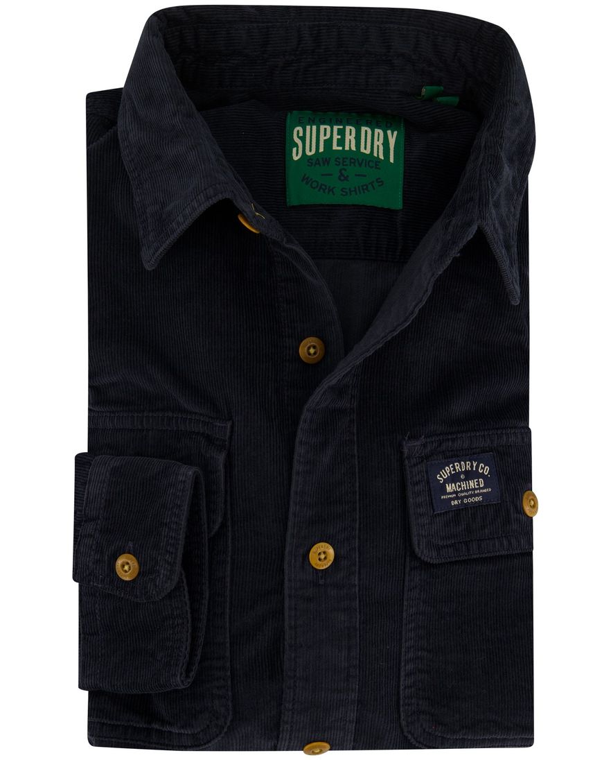 Superdry overhemd navy slim fit corduroy