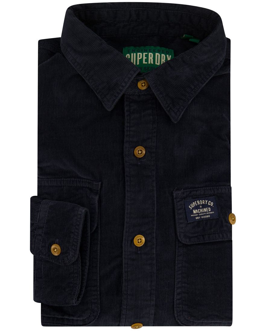 Superdry overhemd navy slim fit corduroy