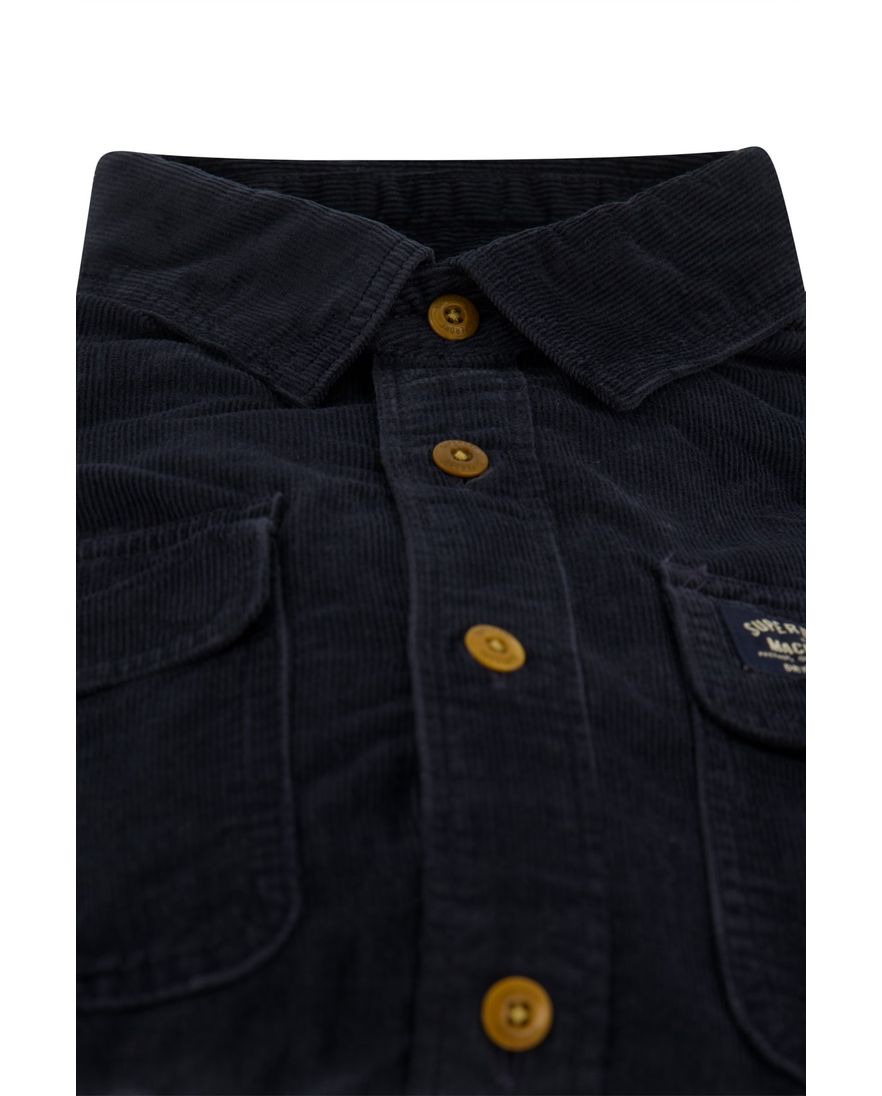 Superdry overhemd navy slim fit corduroy