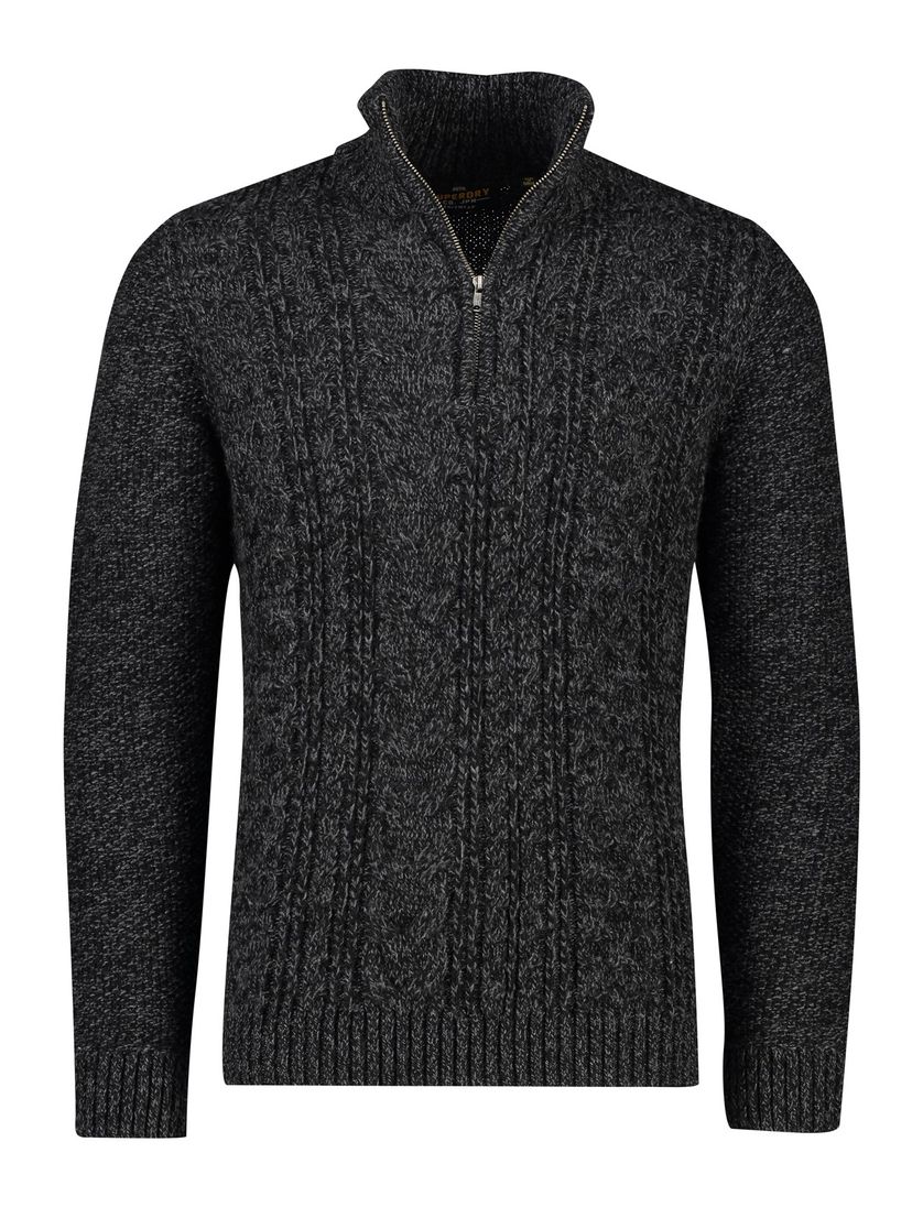 trui Superdry zwart gebreid normale fit acryl