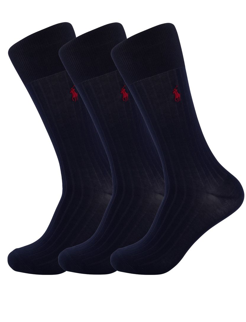 Polo Ralph Lauren sokken 3-pack navy rood paard katoen
