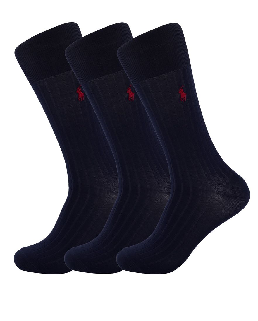 Polo Ralph Lauren sokken 3-pack navy rood paard met logo