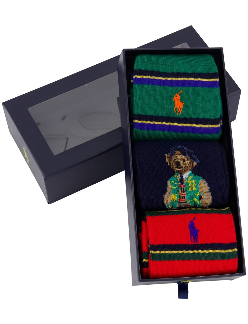 Polo Ralph Lauren casual Bear sokken 3-pack rood