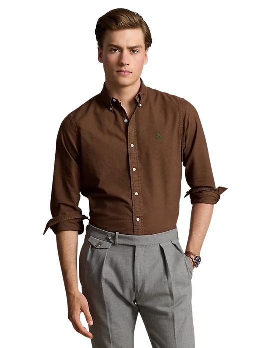 casual overhemd bruin Polo Ralph Lauren Custom Fit
